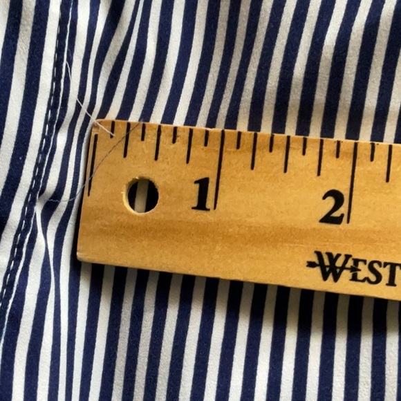 Mango MNG Women’s Blue and White Vertical Stripes Long Sleeves Top Size 4 - Picture 9 of 10